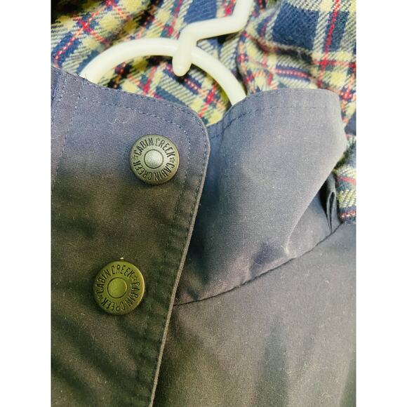 Cabin Creek Womens Hooded Zip Snap Coat Long Jacket Blue Plaid Lining 2X - Picture 10 of 11